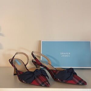 Draper James Red and Navy Plaid Heels